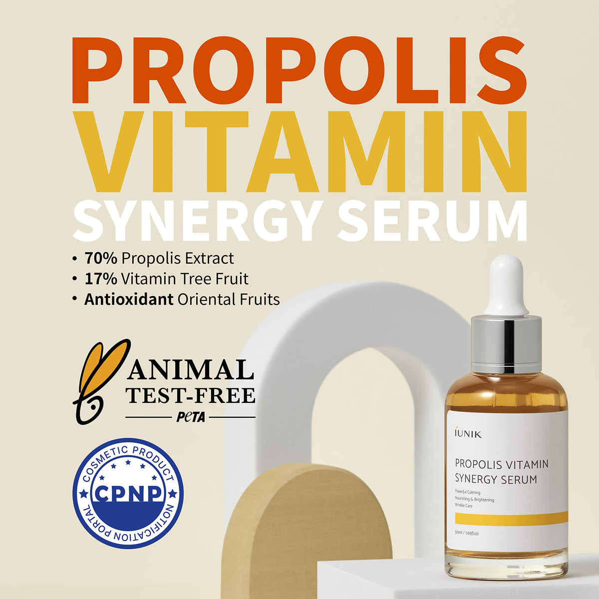 Iunik Propolis Vitamin Synergy Serum - Natural Age-Defying Skincare for Sensitive Skin by Beauty Care Bag