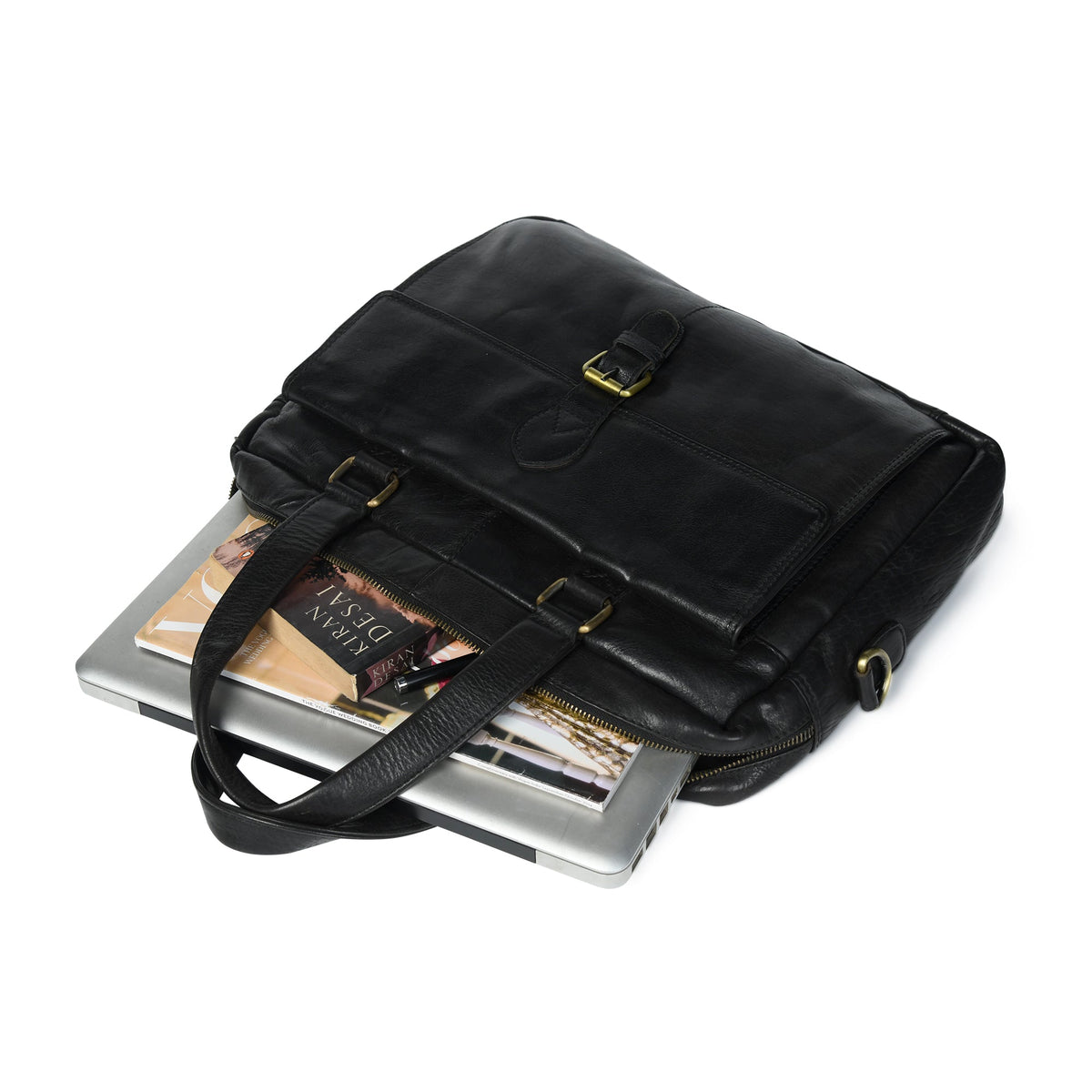 The Modern Briefcase Black by Classy Leather Bags