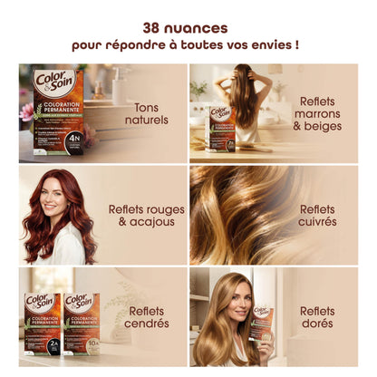 Color&Soin Ammonia-Free Hair Dye 4B Brownie Chestnut - Natural, Permanent Hair Color with Herbal Extracts by Beauty Care Bag