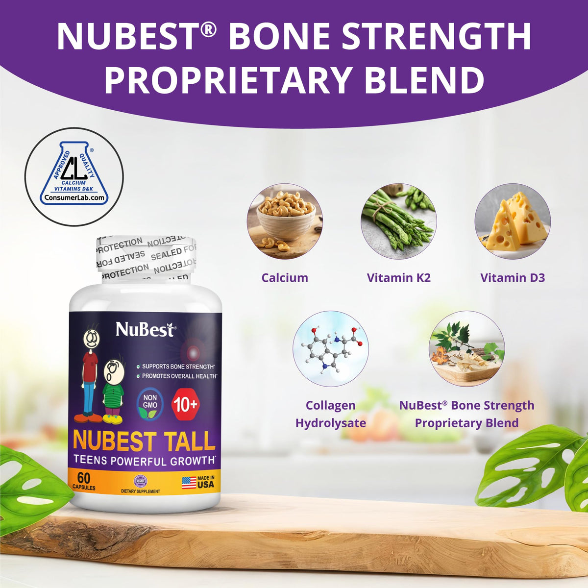 NuBest Tall 10+, Powerful Growth for Kids & Teens (10+), Milk Drinkers, 60 Capsules by NuBest Nutrition® by Shahmori