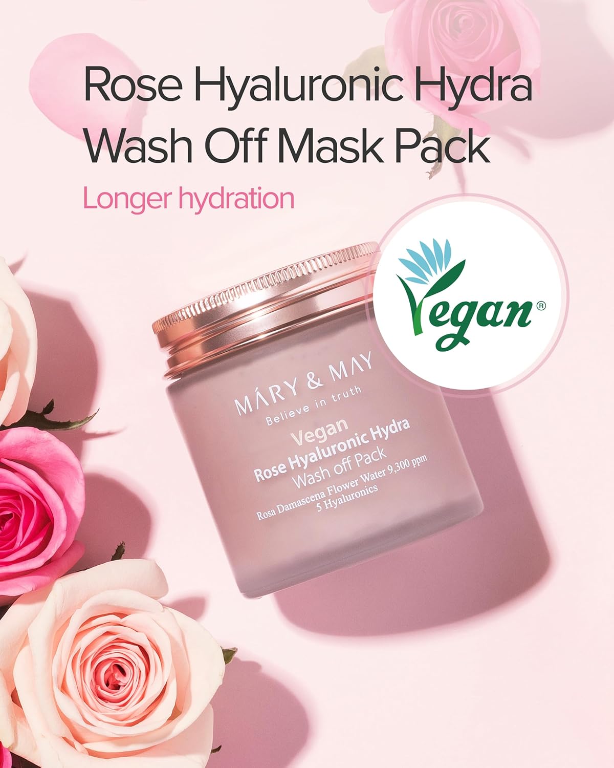Mary & May Vegan Rose Hyaluronic Hydra Wash Off Pack by AsiaBeautyMall