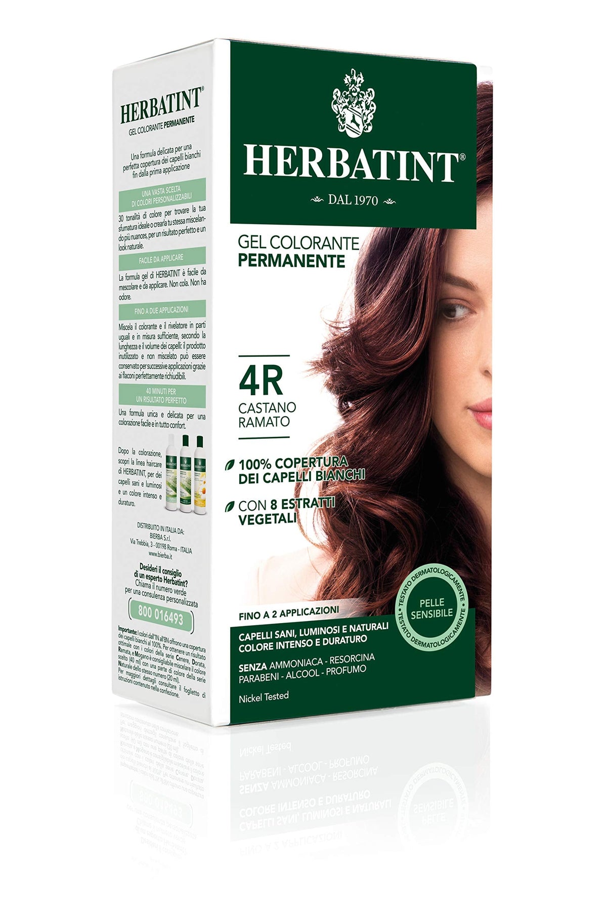 Herbatint permanent gel hair dye, 4R Copper Chestnut