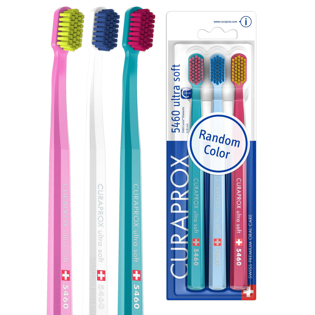 Curaprox 5460 Ultra Soft Manual Toothbrush for Sensitive Teeth and Gums - Gentle & Effective Plaque Removal by Beauty Care Bag