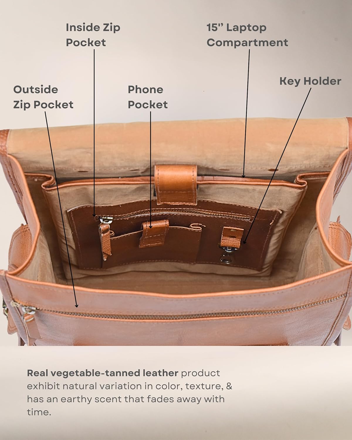 Vintage Leather Backpack Rucksack by Classy Leather Bags