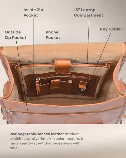 Vintage Leather Backpack Rucksack by Classy Leather Bags