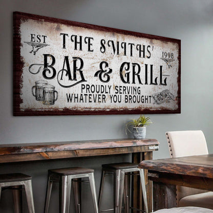 Personalized Bar and Grill Sign by Tailored Canvases