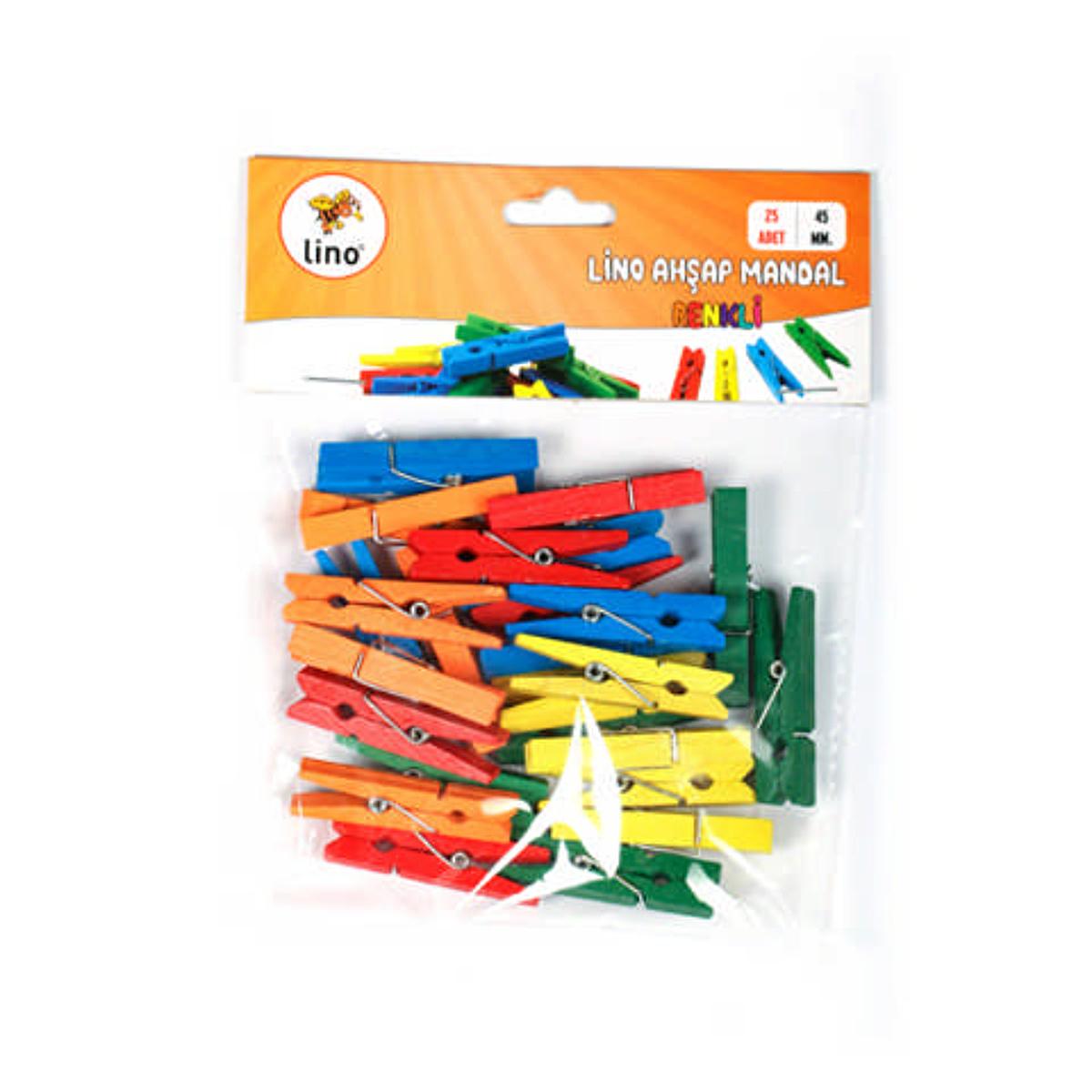 Lino Wooden Clips - Colorful 45mm Crafting Clips for Art Projects & Organization - Pack of 25 by Beauty Care Bag