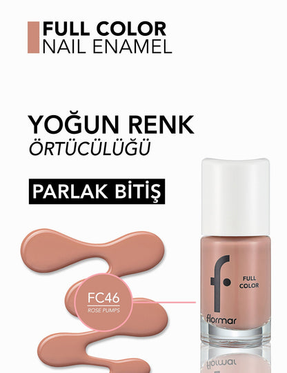 Flormar Full Color Nail Enamel Glossy Polish FC46 Rose Pumps by Beauty Care Bag