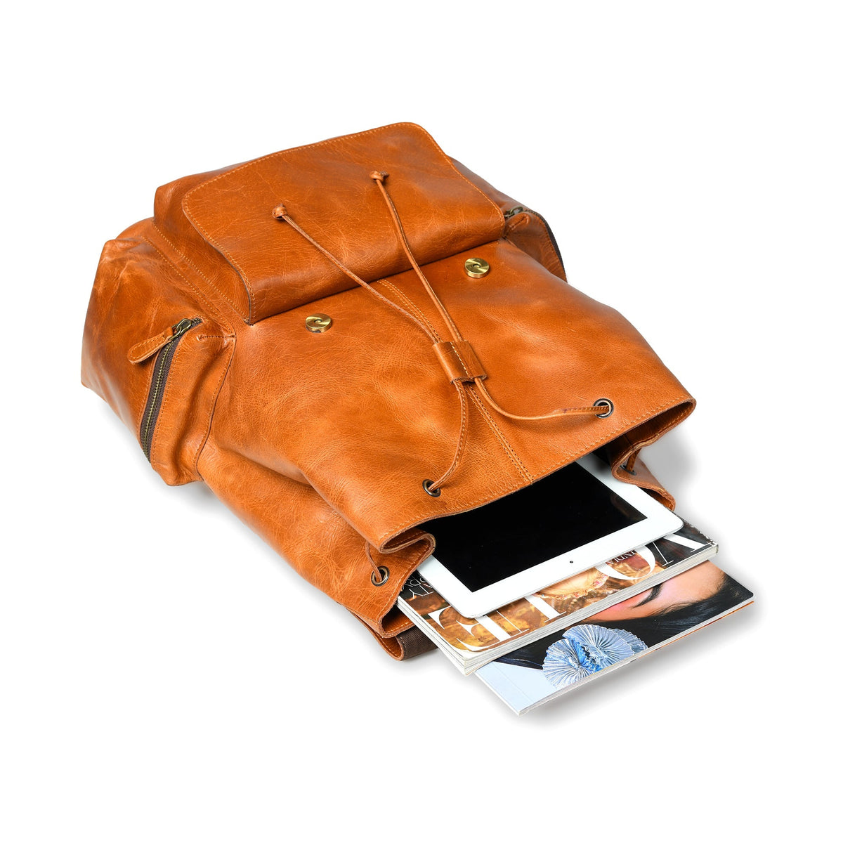 Vortex Leather Backpack: Tan Brown by Classy Leather Bags
