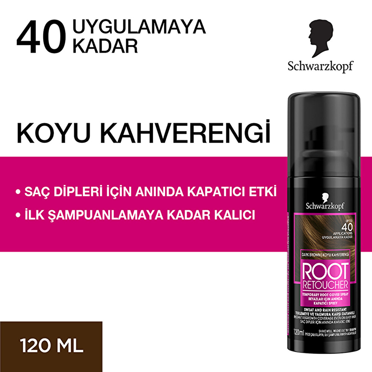 Root Retoucher Hair Color Dark Brown - 120ml | Instant Coverage by Beauty Care Bag