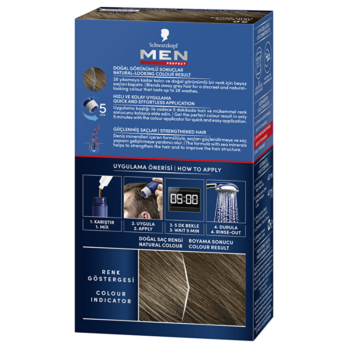Men Perfect gel hair color for men, shade 50 Light Brown