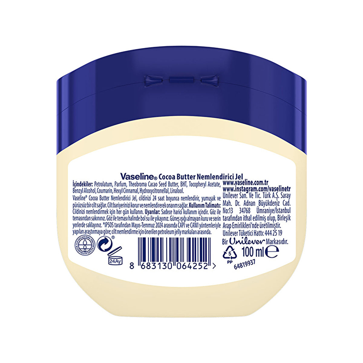 Vaseline Cocoa Butter Moisturizing Gel 3.38oz - Deep Hydration | Dermatologist Recommended by Beauty Care Bag