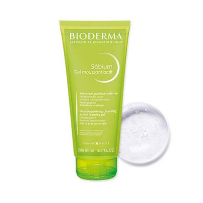 Bioderma Sebium Foaming Gel Active: Oil Control & Acne Defense - Gentle, Hypoallergenic Face Wash for Oily & Acne-Prone Skin (6.76 fl oz) by Beauty Care Bag