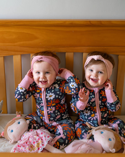 Navy wildflower bamboo zippy by Keep the Littles Wild
