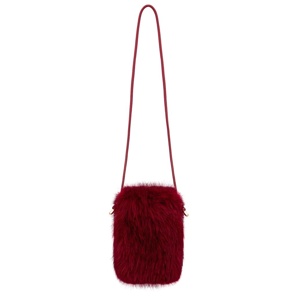 Eklips Burgundy Plush Phone Bag for Daily Use by Beauty Care Bag