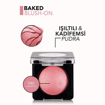Flormar Shimmer Pink Baked Blush: High Pigment, Natural Glow, Vitamin E - Radiant Finish for All Skin Types by Beauty Care Bag