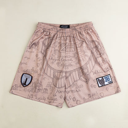 Survey Corps anime mesh shorts with sublimated design
