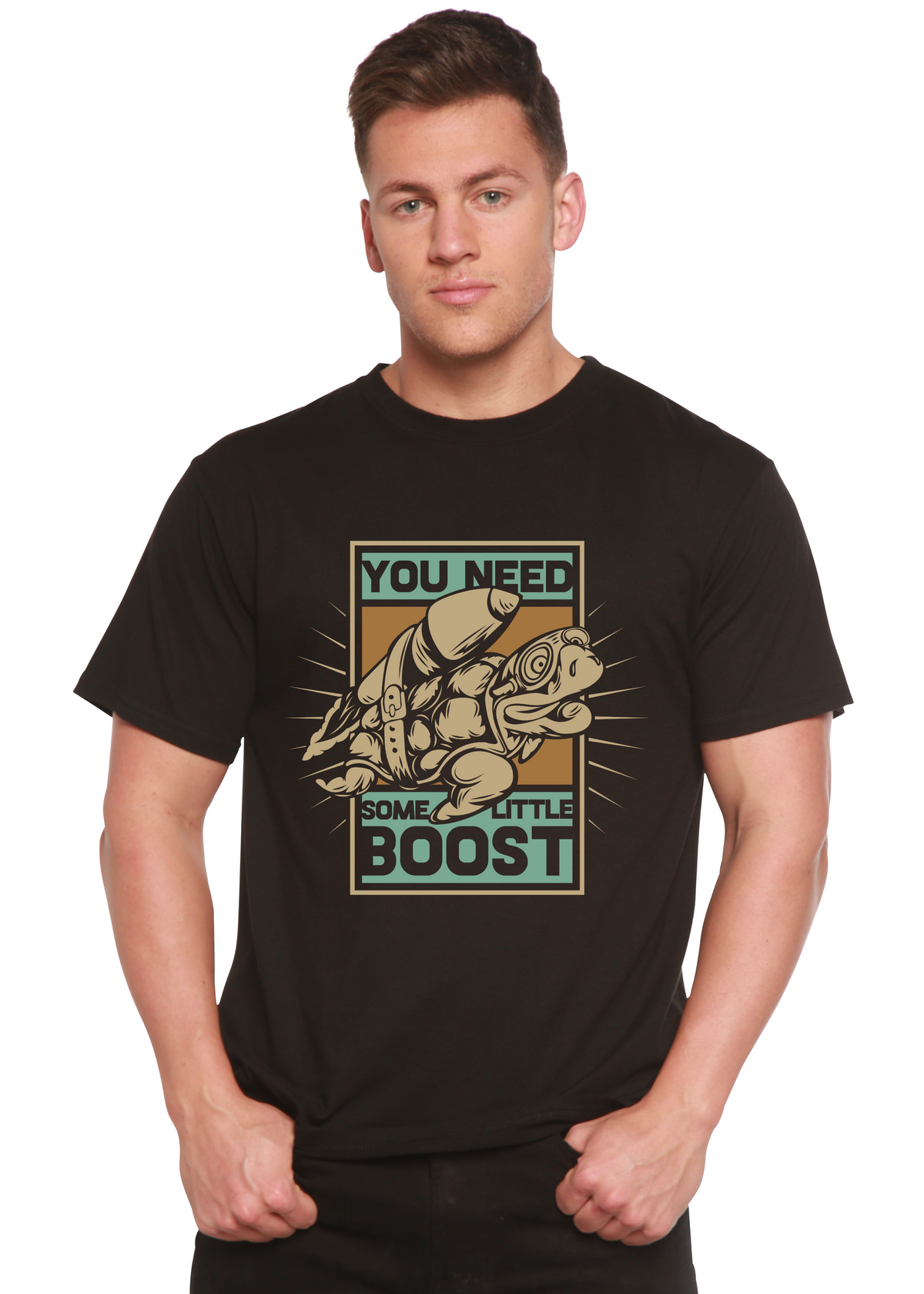 You Need Boost men's bamboo graphic T-shirt – view 2