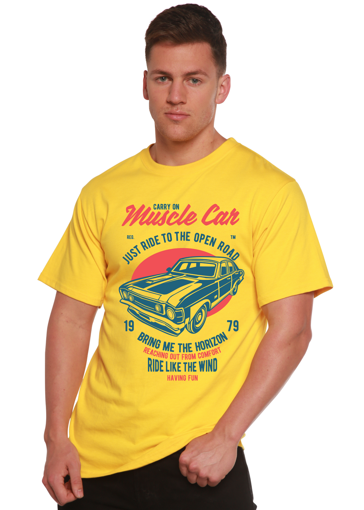 Muscle Car men's bamboo graphic T-shirt – view 3