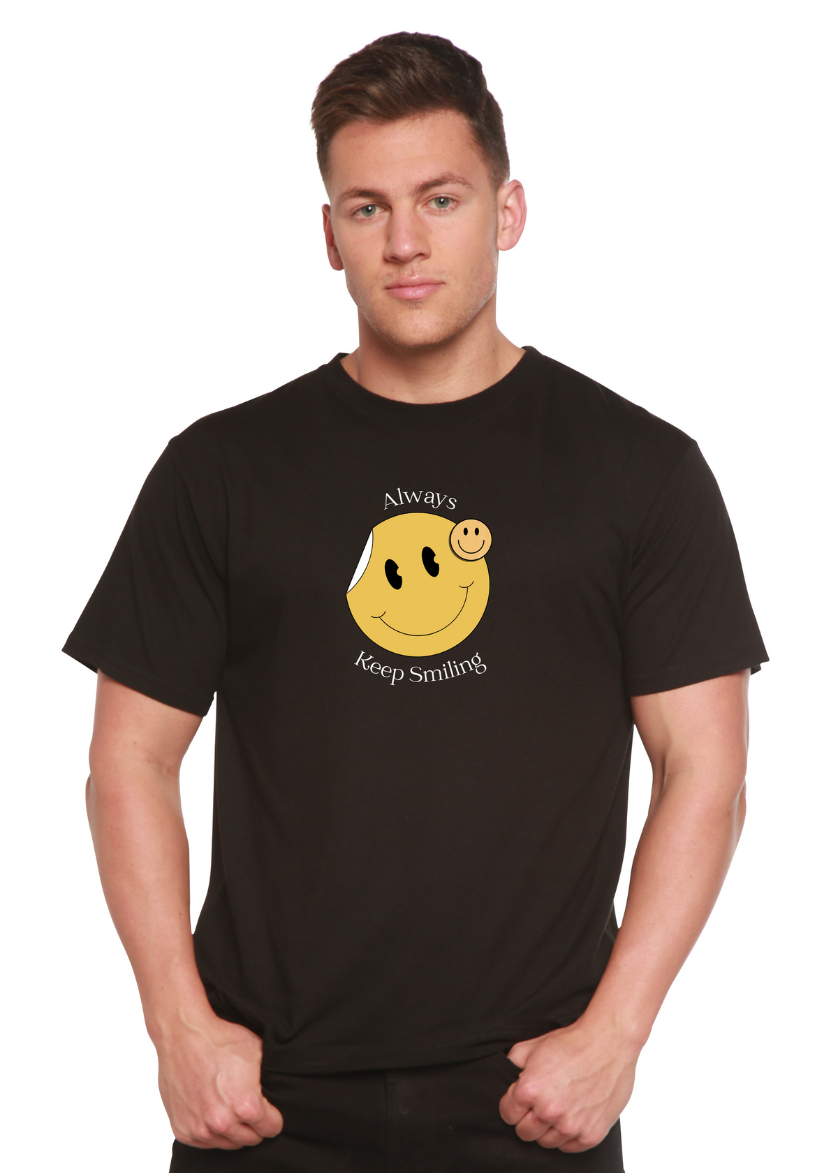 Always Keep Smiling men's bamboo graphic T-shirt – view 2