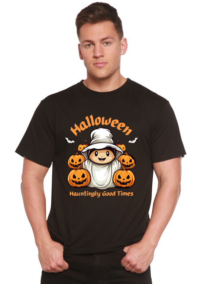 Halloween Hauntingly Good Times Day men's short sleeve graphic T-shirt in bamboo viscose and organic cotton