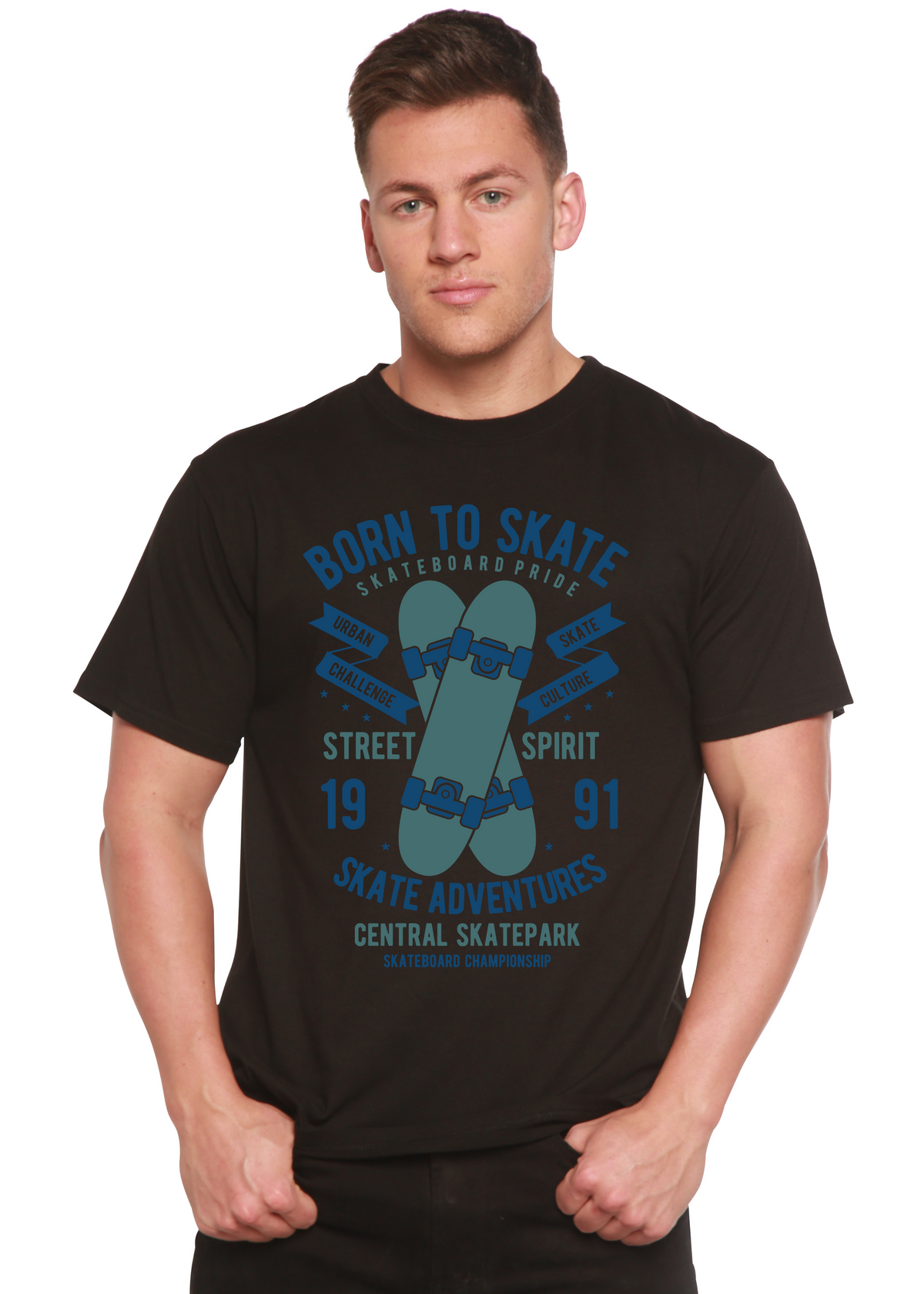 Born to Skate men's bamboo graphic T-shirt – view 9