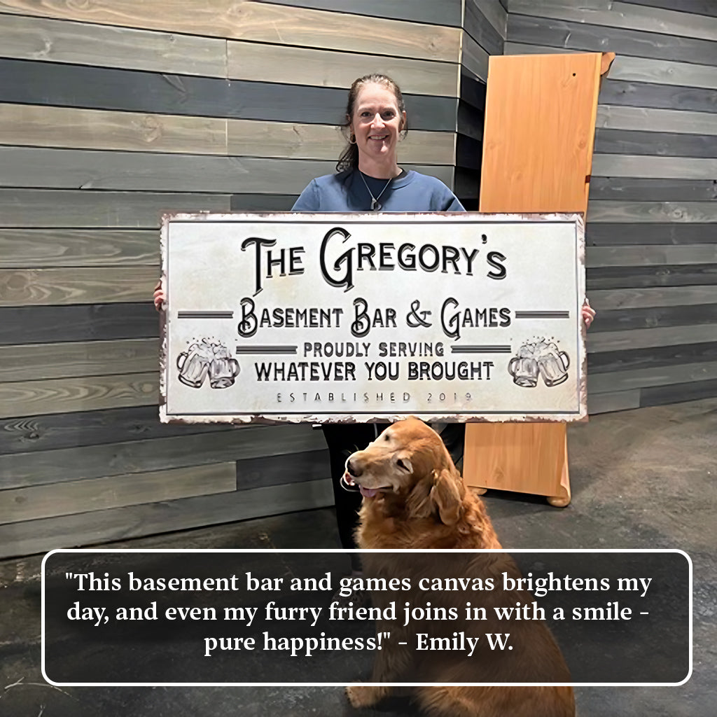 Basement Bar And Lounge Sign X by Tailored Canvases