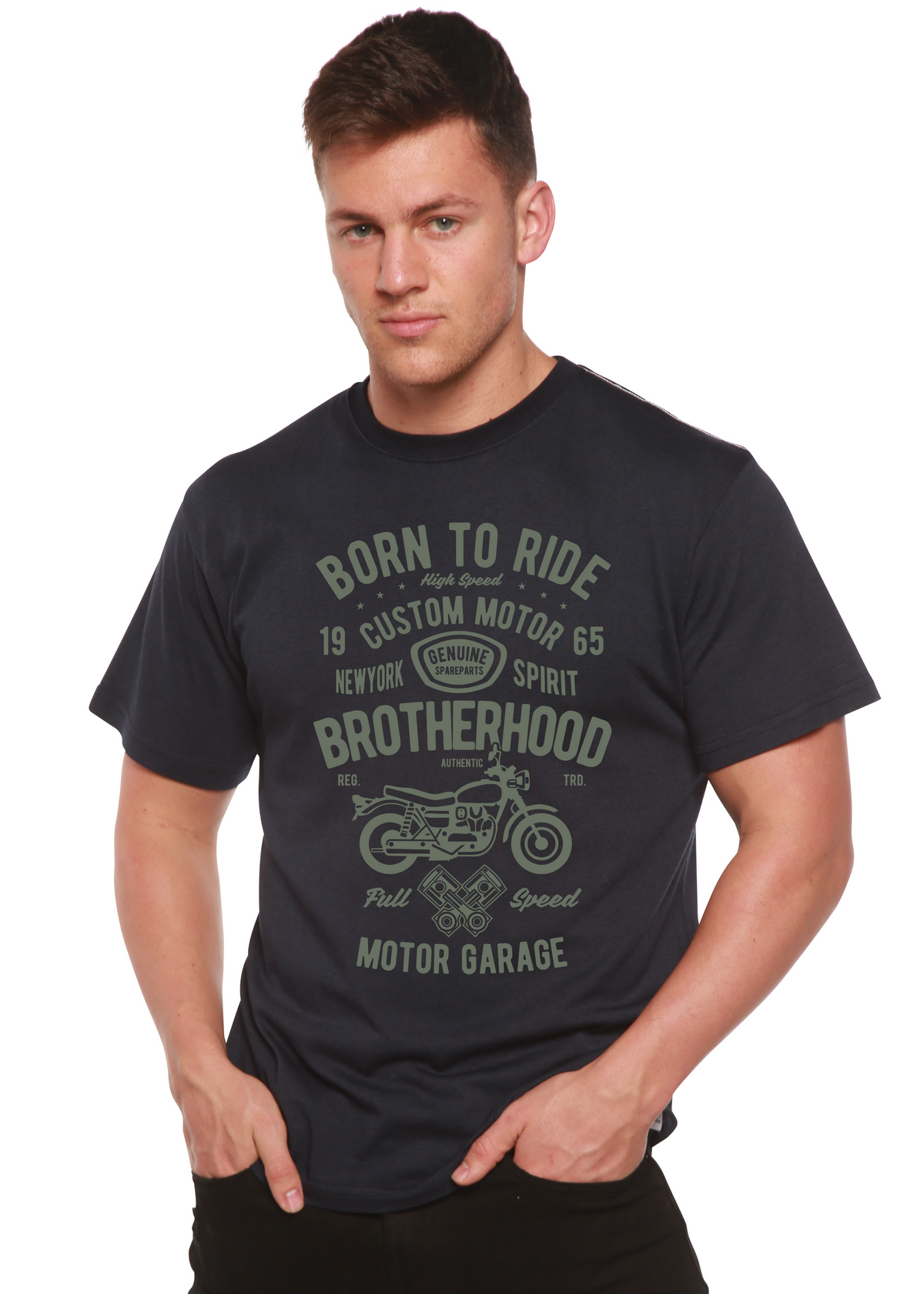 Motorcycle Brotherhood men's bamboo graphic T-shirt – view 8