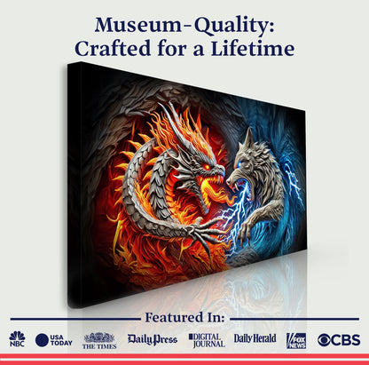 3D Dragon and Wolf Wall Art II canvas by Tailored Canvases, view 6