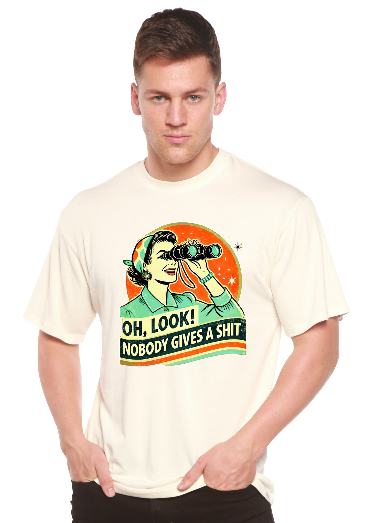 Funny Retro Woman unisex bamboo graphic T-shirt – view 5