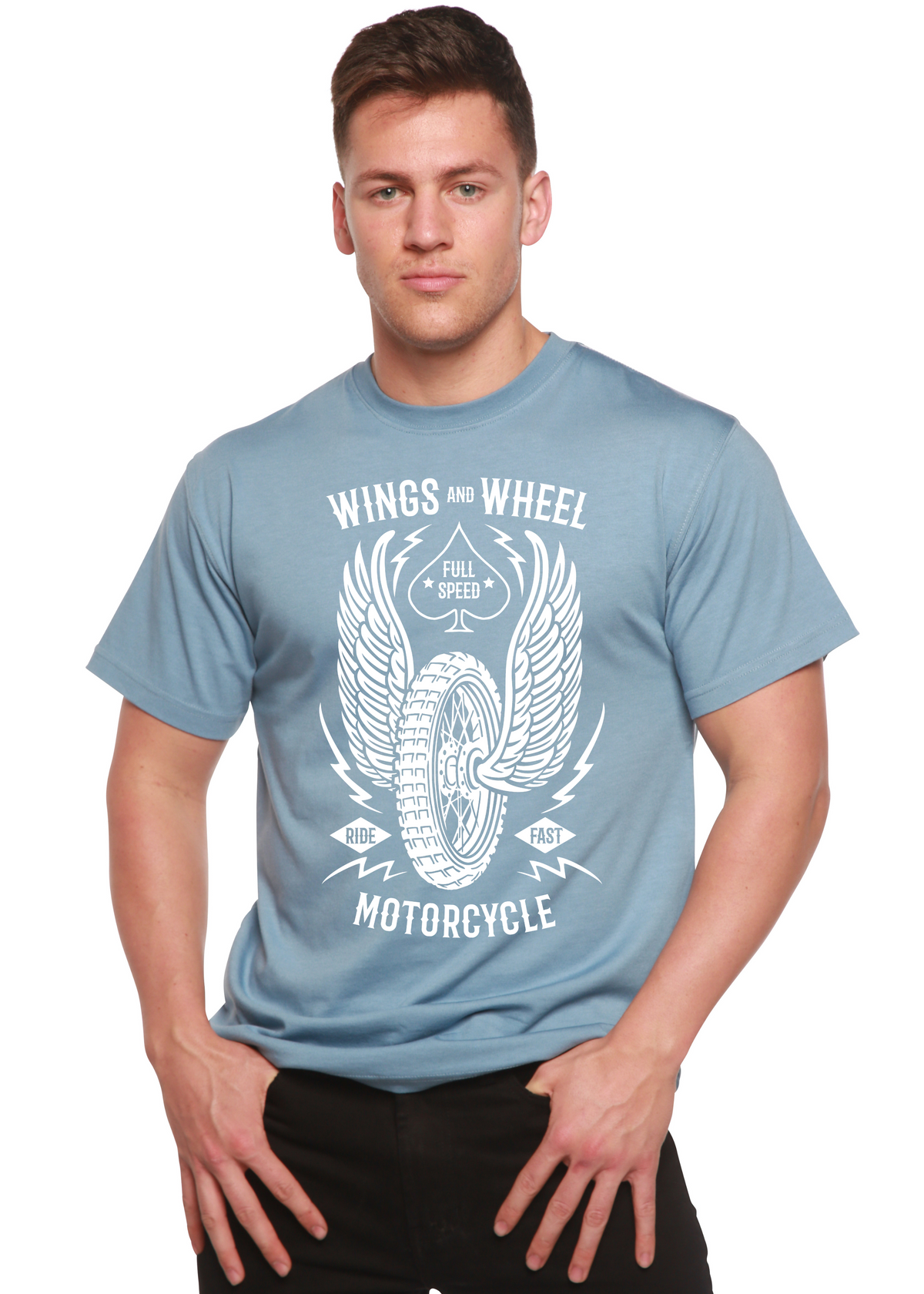 Wings and Wheel men's bamboo graphic T-shirt – view 8