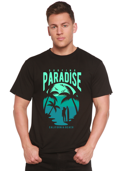 Surfing Paradise California men's bamboo graphic T-shirt – view 3