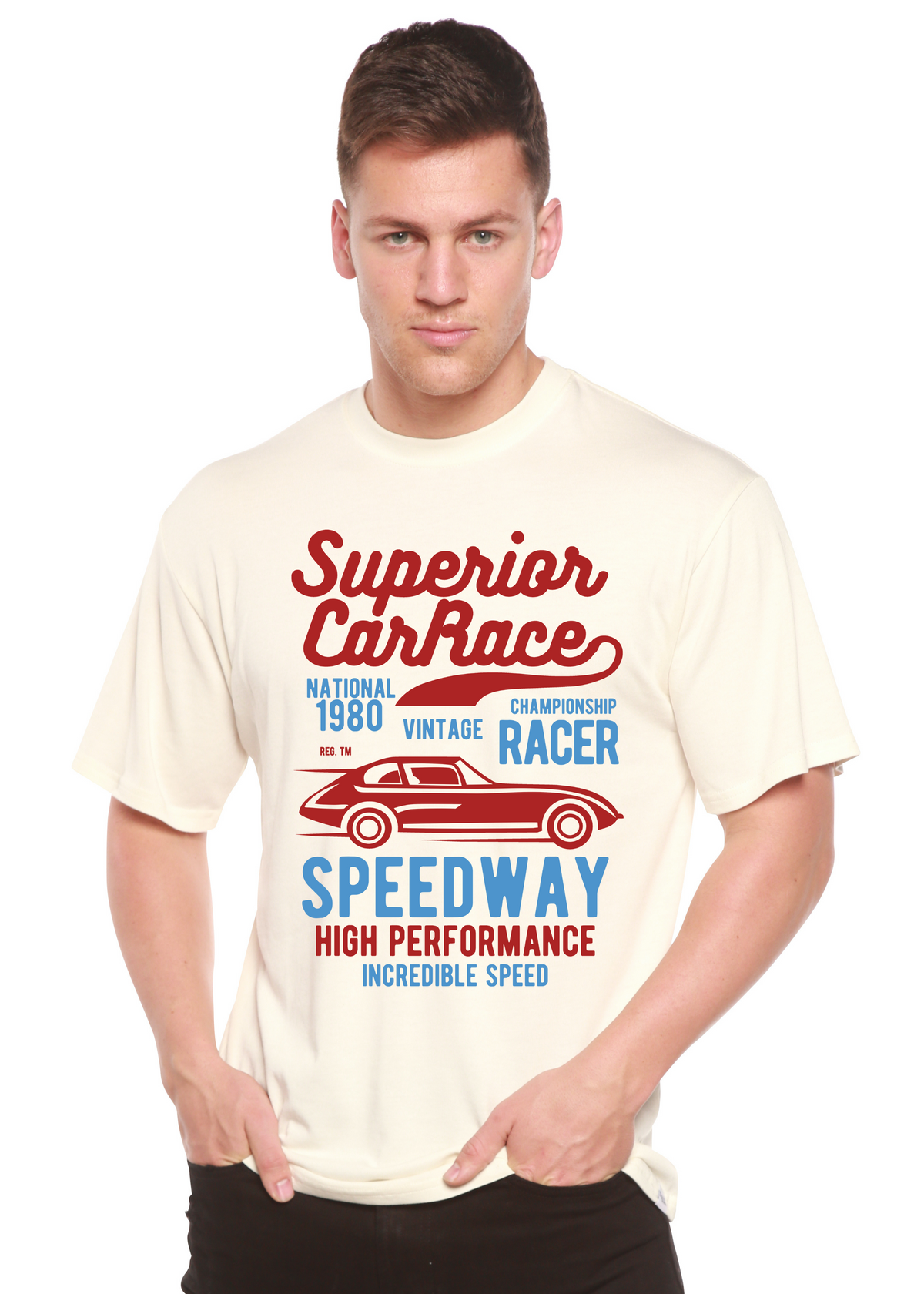 Superior Car men's short sleeve graphic T-shirt in bamboo viscose and organic cotton