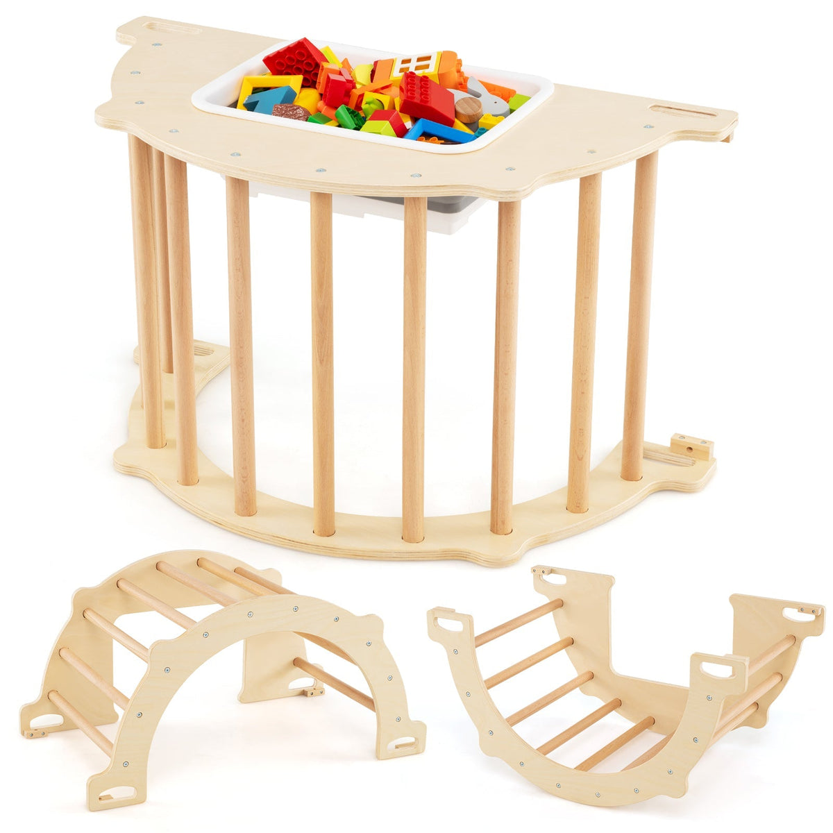 Beech wood climbing arch and sensory table set for kids by GBruno Store, view 3