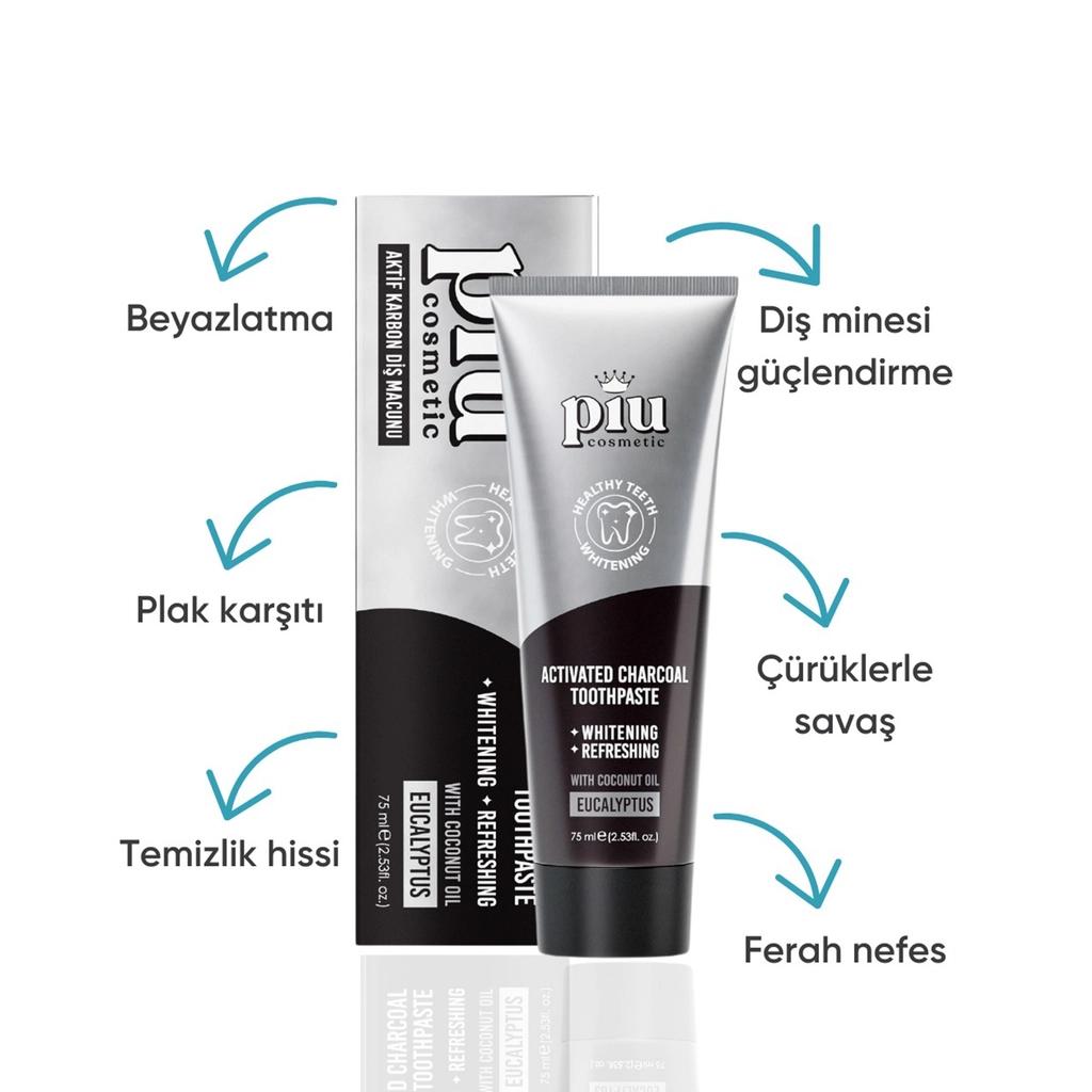 Piu Cosmetic Charcoal Teeth Whitening Toothpaste 75 ml by Beauty Care Bag