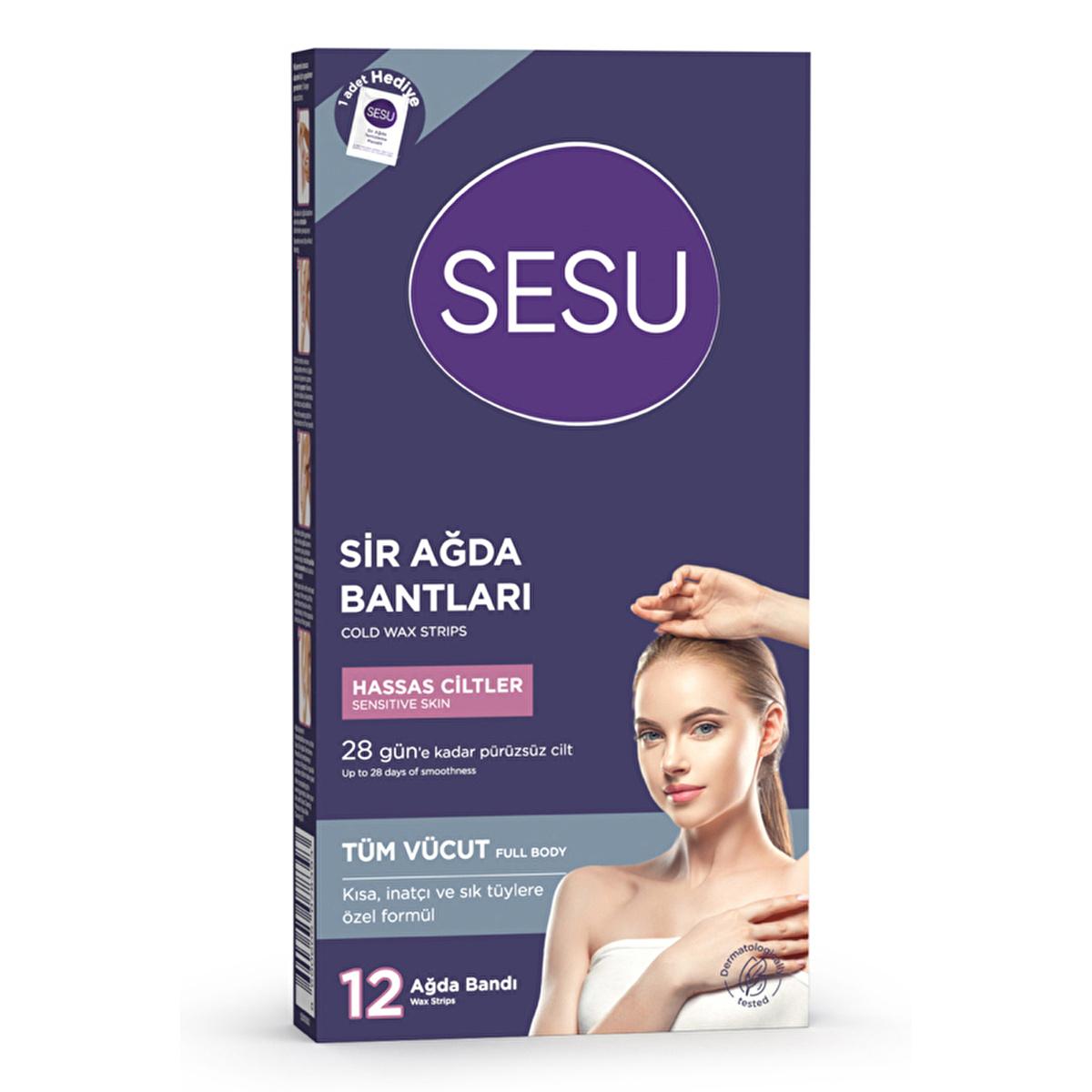 Sesu Sensitive Skin Wax Strips - Gentle Hair Removal for Short Hair, Easy to Use, Sugar-Free Formula by Beauty Care Bag