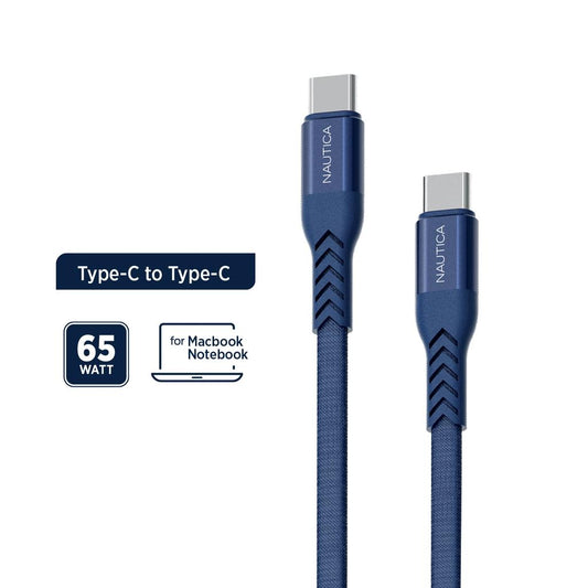 Nautica C400 Type-C Charging Cable in Navy Blue by Beauty Care Bag