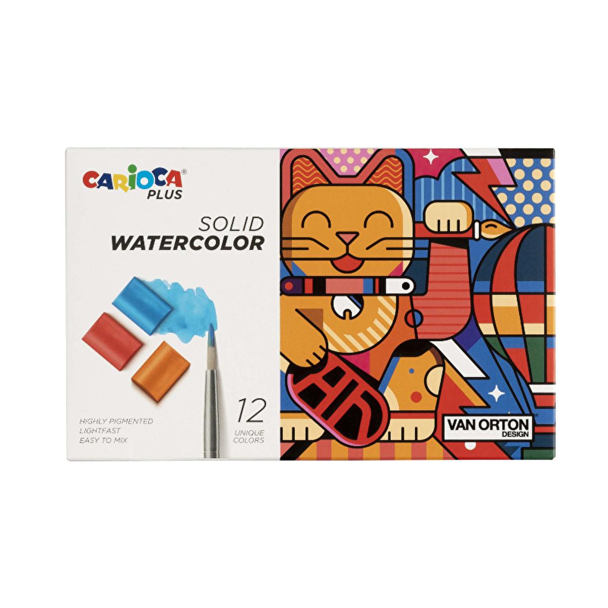 Carioca Plus 12-Color Watercolor Paint Set with Brush - High-Quality Art Supplies for Children and Enthusiasts by Beauty Care Bag