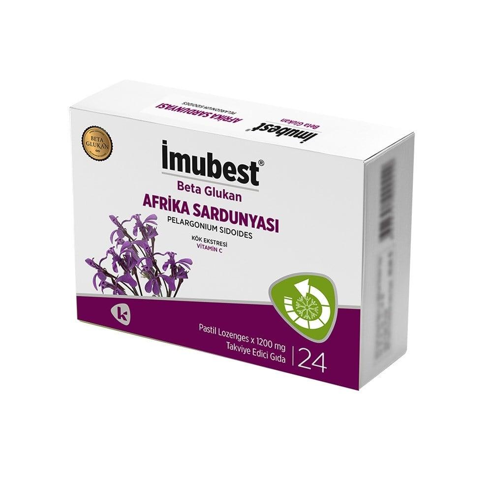 _mubest Immune Support Dietary Supplement Lozenges - Boosts Immunity with Beta Glucan, African Geranium Extract & Vitamin C - 24 Pastilles by Beauty Care Bag