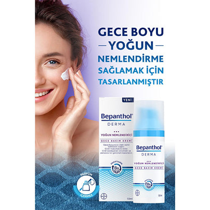 Bepanthol Derma Intense Moisturizing Night Face Cream - Repair & Soothe Dry Skin Overnight with Natural Oils for Facial Dryness Relief by Beauty Care Bag