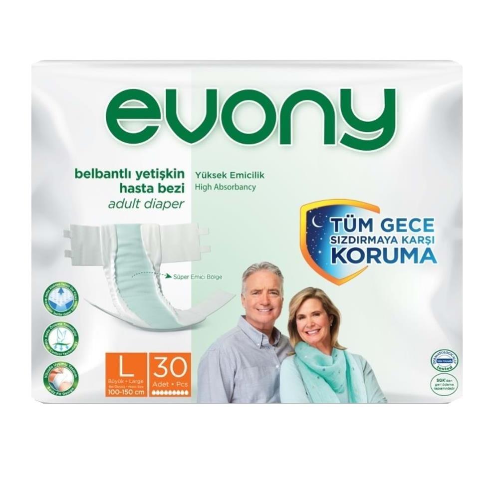 Evony Large Adult Diapers with Belt - Comfortable, Leak-Proof Incontinence Care for Adults - 30 Count by Beauty Care Bag