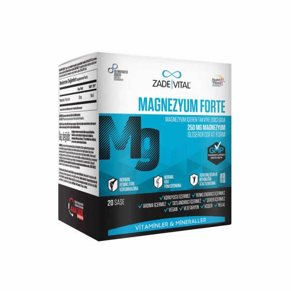 Zade Vital Magnesium Supplement Forte 20 Sachets - 250mg Magnesium per Serving for Adults and Children Over 11 Years by Beauty Care Bag