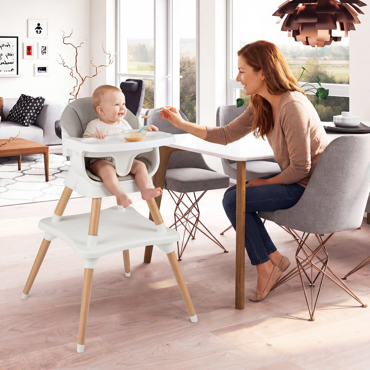 9-in-1 convertible high chair with solid wood legs by GBruno Store, view 18