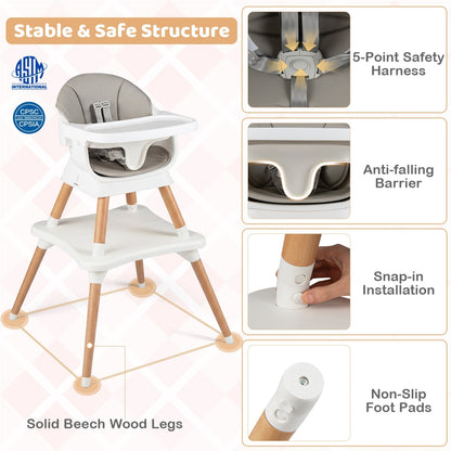 9-in-1 convertible high chair with solid wood legs by GBruno Store, view 20