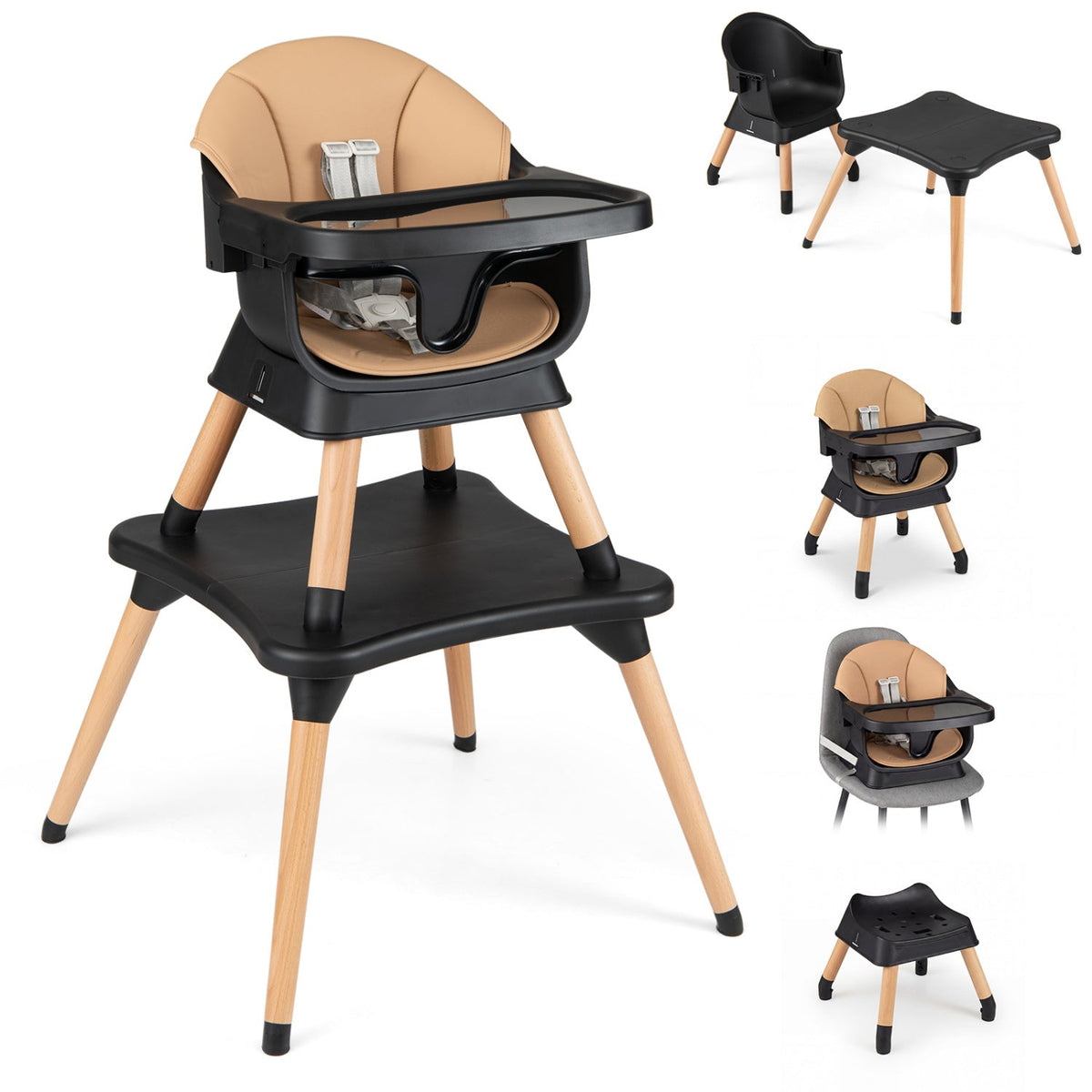 9-in-1 convertible high chair with solid wood legs by GBruno Store, view 2