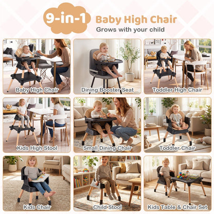 9-in-1 convertible high chair with solid wood legs by GBruno Store, view 14