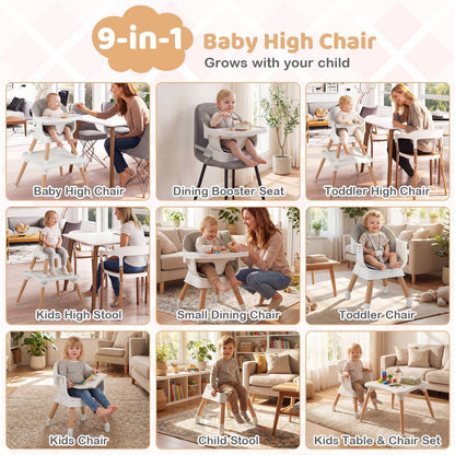 9-in-1 convertible high chair with solid wood legs by GBruno Store, view 21