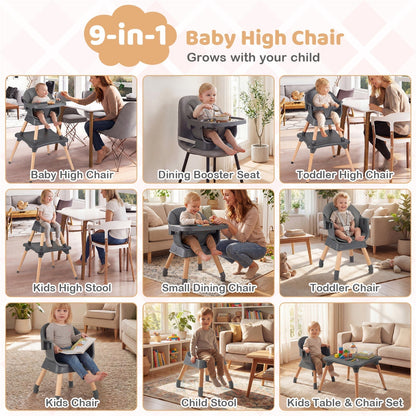9-in-1 convertible high chair with solid wood legs by GBruno Store, view 7