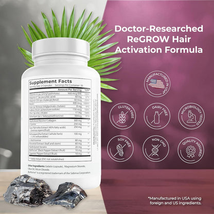 ReGrow Hair Growth Vitamins with Biotin, Hair Supplement by PureHealth Research by Shahmori