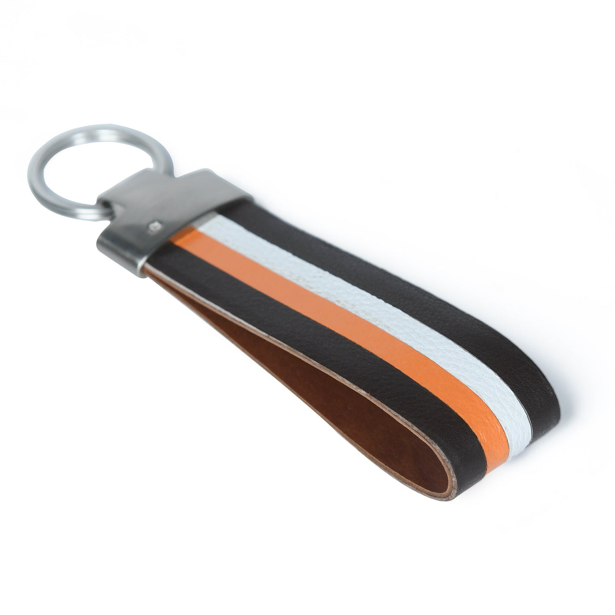 Multi-colored Leather Stripped Keychain by Classy Leather Bags